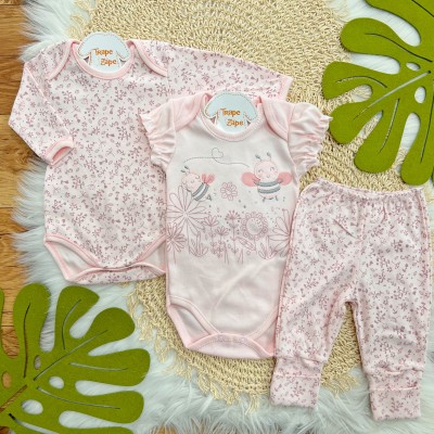 CONJ. DE MALHA 3 PEÇAS - Abelha Fofa com Tule - Rose